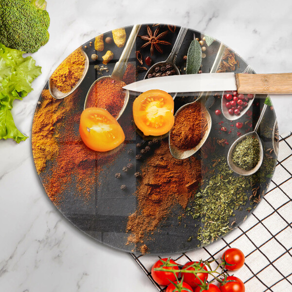 Deska kuchenna szklana Łyżki z przyprawami