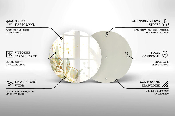 Deska kuchenna szklana Akwarelowe i złote liście