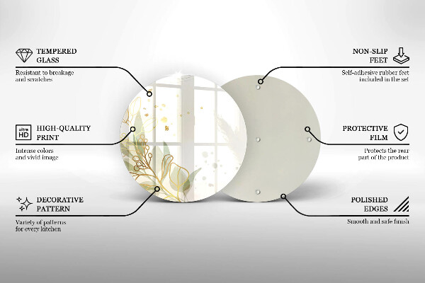 Deska kuchenna szklana Akwarelowe i złote liście