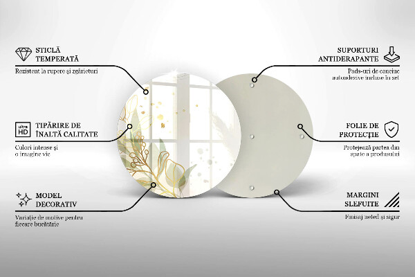 Deska kuchenna szklana Akwarelowe i złote liście