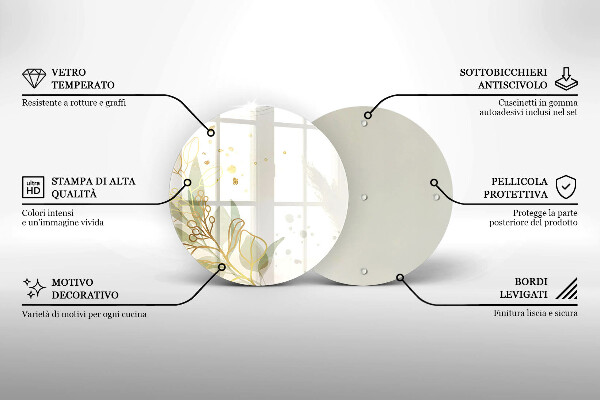 Deska kuchenna szklana Akwarelowe i złote liście