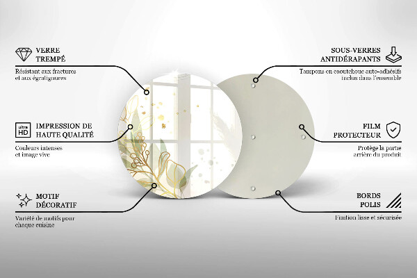 Deska kuchenna szklana Akwarelowe i złote liście