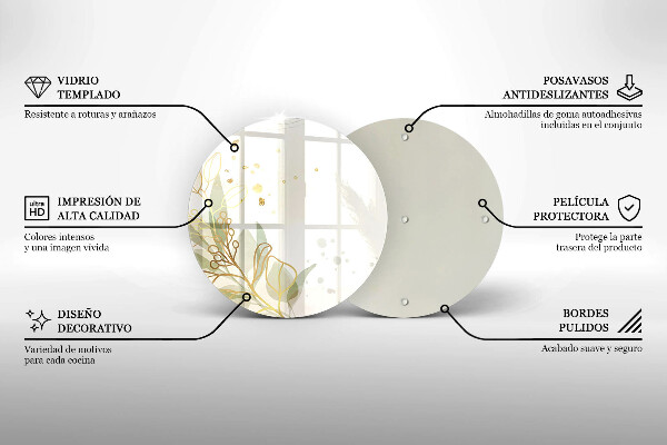 Deska kuchenna szklana Akwarelowe i złote liście