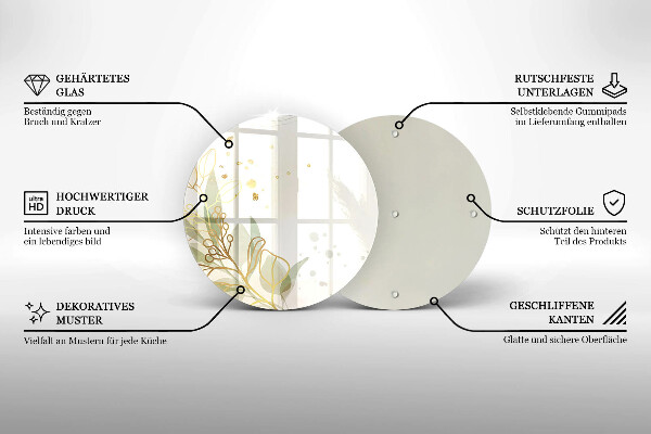 Deska kuchenna szklana Akwarelowe i złote liście