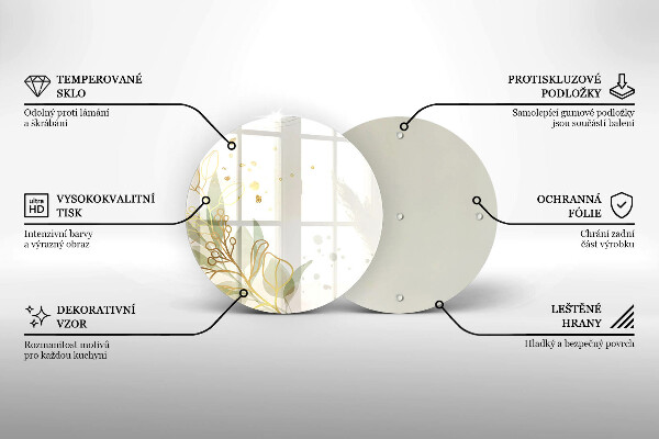 Deska kuchenna szklana Akwarelowe i złote liście