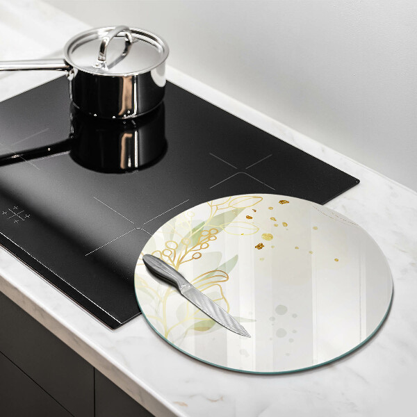 Deska kuchenna szklana Akwarelowe i złote liście