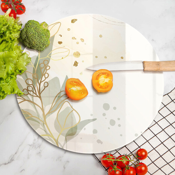 Deska kuchenna szklana Akwarelowe i złote liście