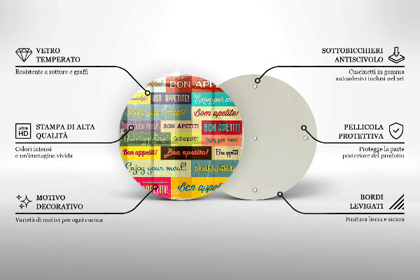 Deska kuchenna szklana Napisy Smacznego języki