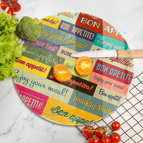 Deska kuchenna szklana Napisy Smacznego języki