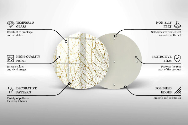 Deska kuchenna szklana Wzór line-art liście