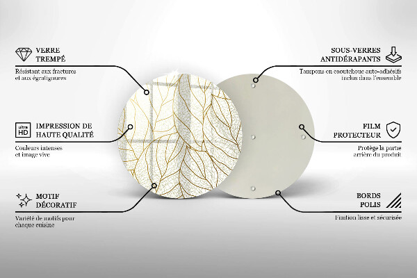 Deska kuchenna szklana Wzór line-art liście