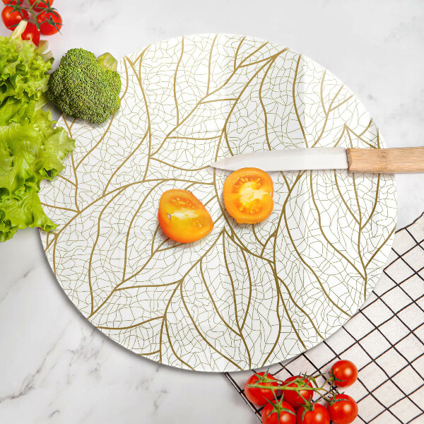 Deska kuchenna szklana Wzór line-art liście