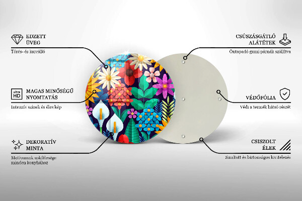 Deska kuchenna szklana Ilustracja łąka kwiaty