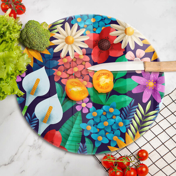 Deska kuchenna szklana Ilustracja łąka kwiaty