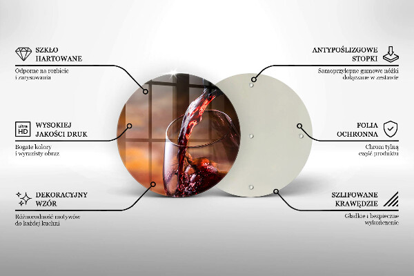 Deska kuchenna szklana Czerwone wino i kieliszek