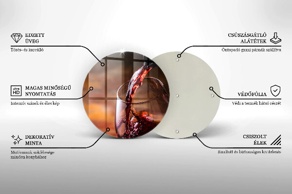 Deska kuchenna szklana Czerwone wino i kieliszek