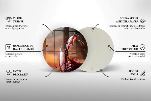 Deska kuchenna szklana Czerwone wino i kieliszek