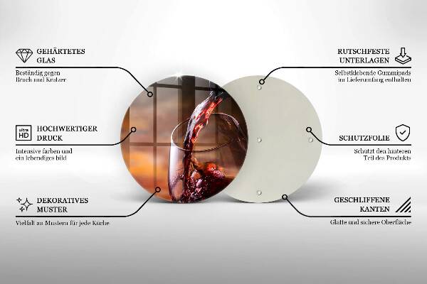 Deska kuchenna szklana Czerwone wino i kieliszek