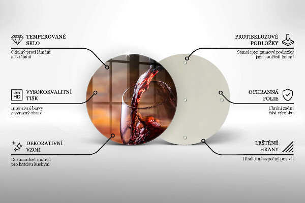 Deska kuchenna szklana Czerwone wino i kieliszek