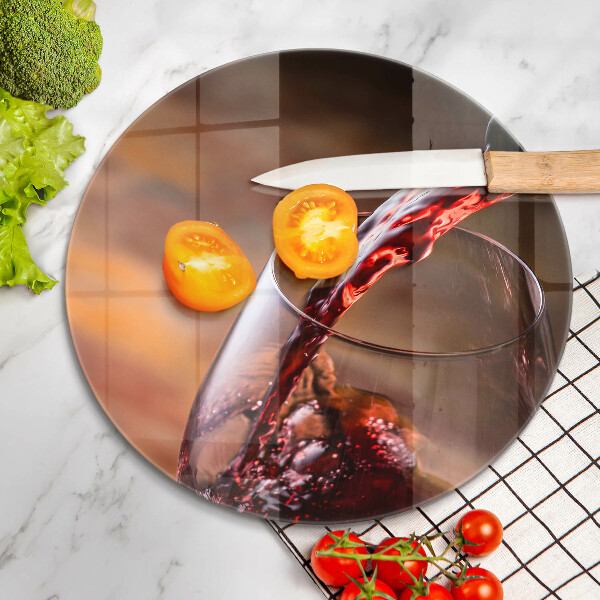 Deska kuchenna szklana Czerwone wino i kieliszek