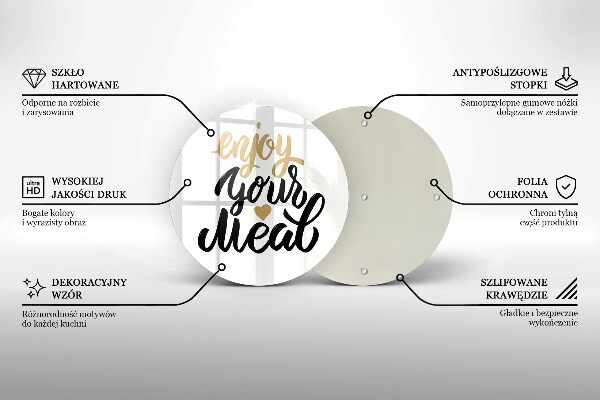 Deska kuchenna szklana Napis Enjoy your meal