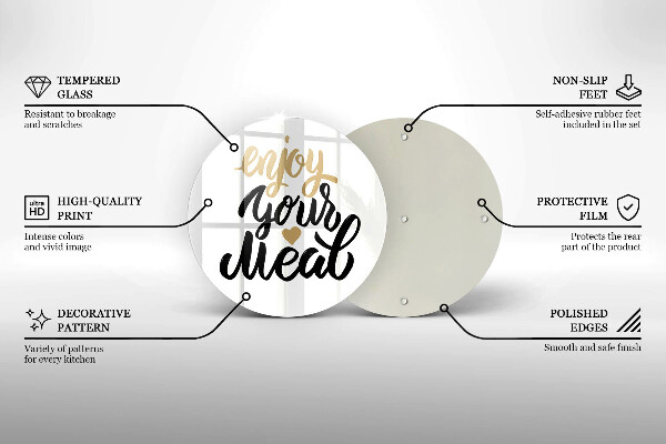 Deska kuchenna szklana Napis Enjoy your meal