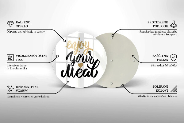 Deska kuchenna szklana Napis Enjoy your meal