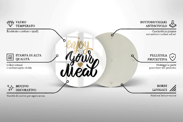 Deska kuchenna szklana Napis Enjoy your meal