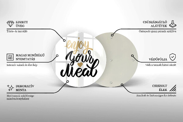 Deska kuchenna szklana Napis Enjoy your meal