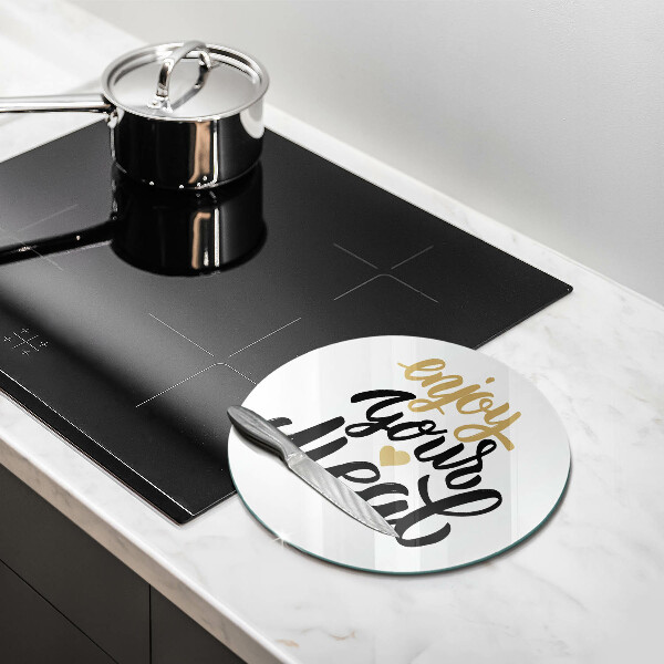 Deska kuchenna szklana Napis Enjoy your meal