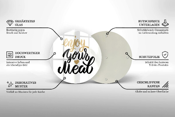 Deska kuchenna szklana Napis Enjoy your meal