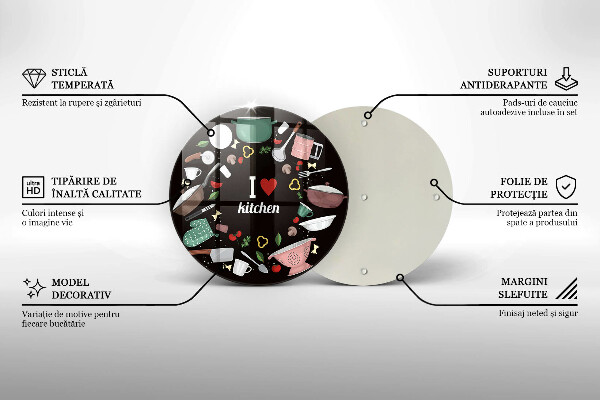 Deska kuchenna szklana Ilustracja I love kitchen
