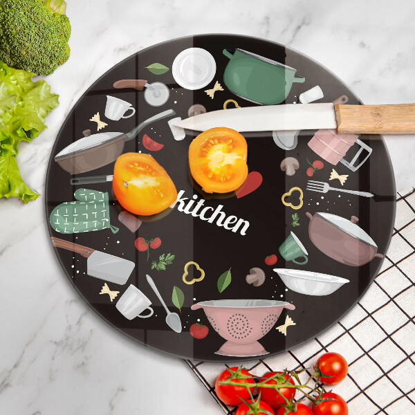 Deska kuchenna szklana Ilustracja I love kitchen