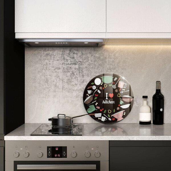 Deska kuchenna szklana Ilustracja I love kitchen