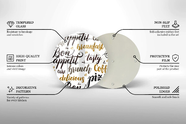 Deska kuchenna szklana Napisy Bon appetit