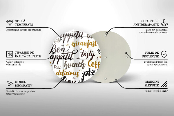 Deska kuchenna szklana Napisy Bon appetit