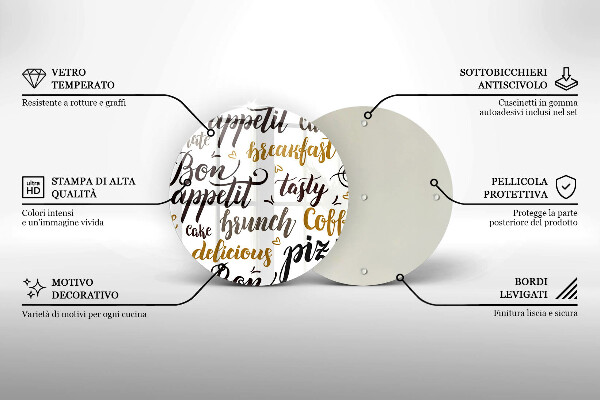 Deska kuchenna szklana Napisy Bon appetit