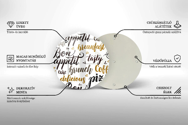 Deska kuchenna szklana Napisy Bon appetit