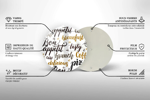 Deska kuchenna szklana Napisy Bon appetit