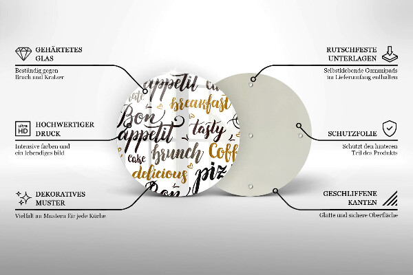 Deska kuchenna szklana Napisy Bon appetit