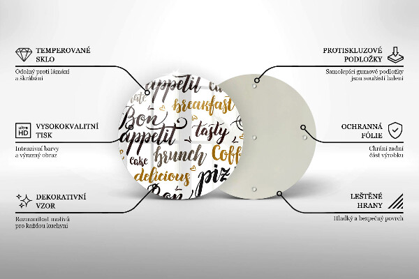 Deska kuchenna szklana Napisy Bon appetit