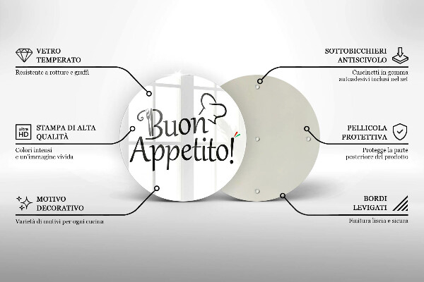 Deska kuchenna szklana Napis Buon Appetito!