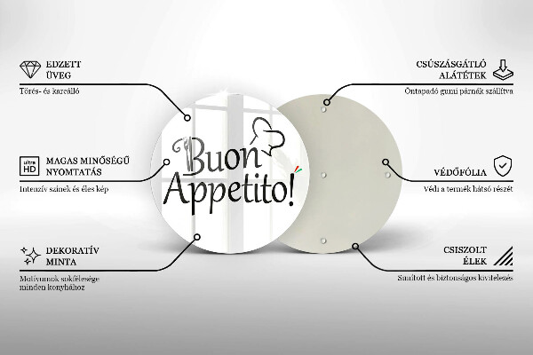 Deska kuchenna szklana Napis Buon Appetito!