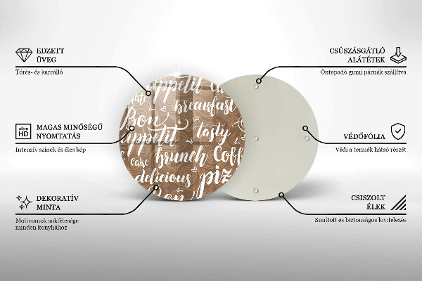 Deska kuchenna szklana Napisy Bon appetit