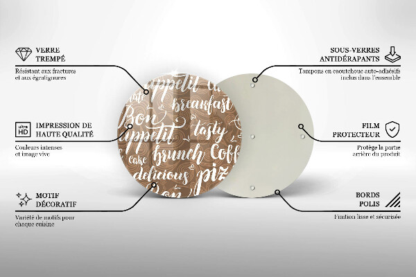 Deska kuchenna szklana Napisy Bon appetit