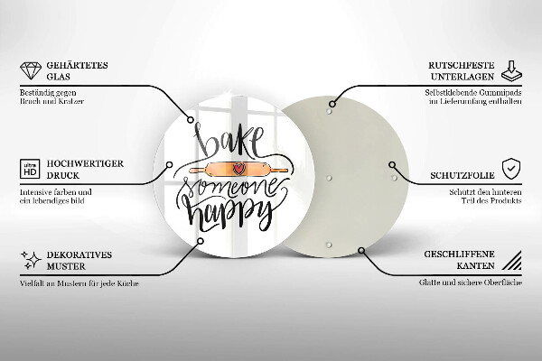 Deska kuchenna szklana Bake someone happy