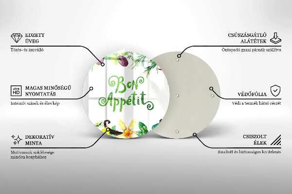 Deska kuchenna szklana Napis Bon Appetit