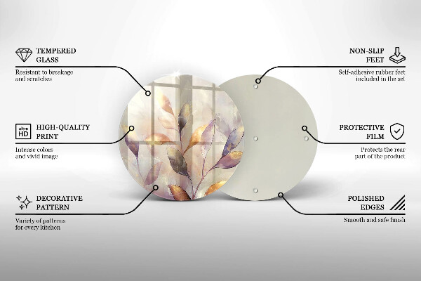 Deska kuchenna szklana Malowane boho liście