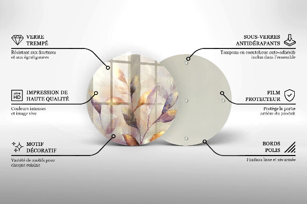 Deska kuchenna szklana Malowane boho liście