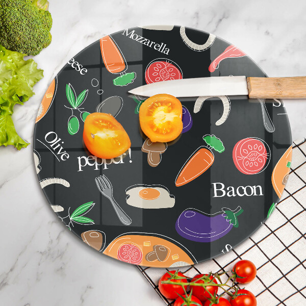 Deska kuchenna szklana Ilustracja jedzenie